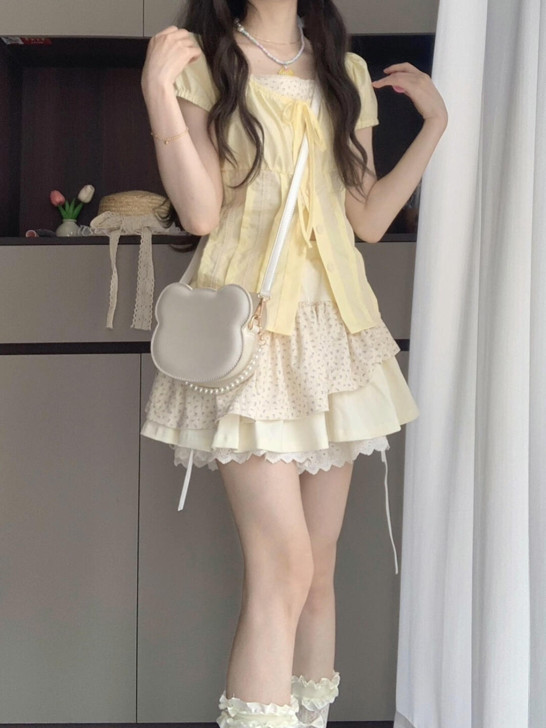 夏の花柄 ort Sve トップとスカートセット女性のスウィートガールティーテーマ Faion 衣装 f レングススカート 2 点セット