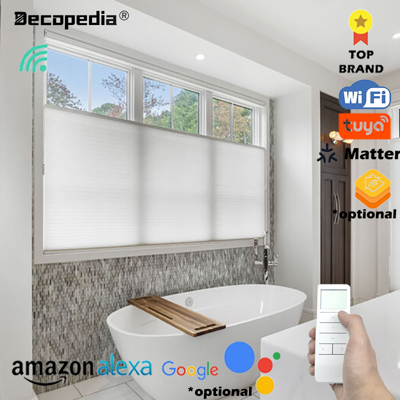 Decopedia 電動トップダウンボトムアップ セルラーシェード ブラックアウト スマートハニカムブラインド Windows用 Google Alexa対応