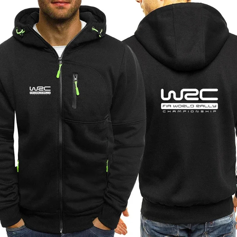 春の新作秋メンズ世界ラリー選手権 WRC ロゴ印刷ファッションフード付きストリートカジュアルジッパー高品質パーカー