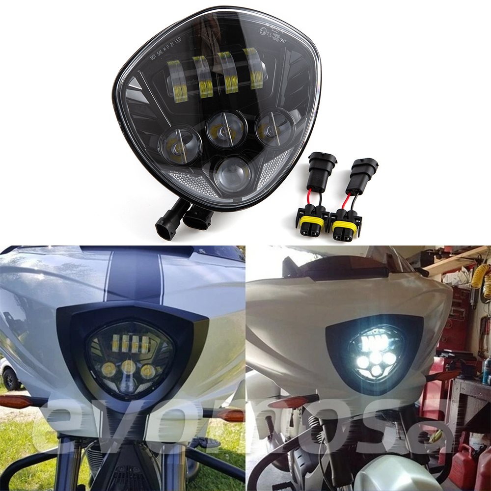 ブラック LED ヘッドランプオートバイヘッドライト勝利クロスカントリーキングピンラスベガスヘマーヘッドライト高低ビーム DRL