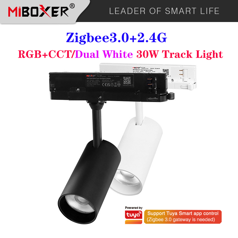 Miboxer Zigbee 3.0 2.4G 30W LED トラック ライト RGBCCT / デュアル ホワイト 2.4G スポットライト Tuya APP RF リモコン