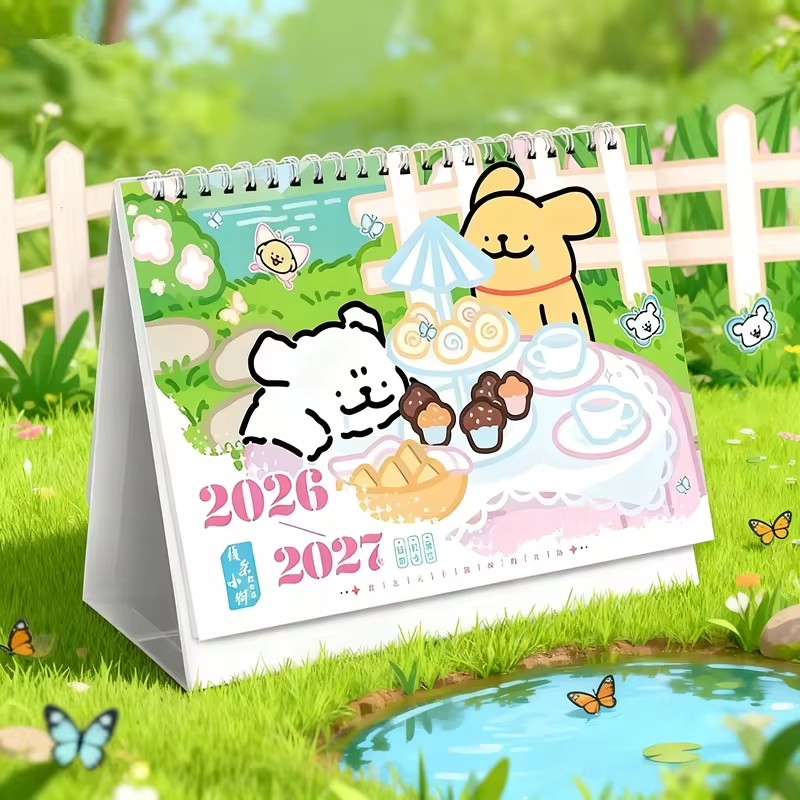 2026-2027年版 マルチーズの子犬カレンダー - 愛らしい漫画風の犬の卓上カレンダー（ファン向け＆日々の計画用）