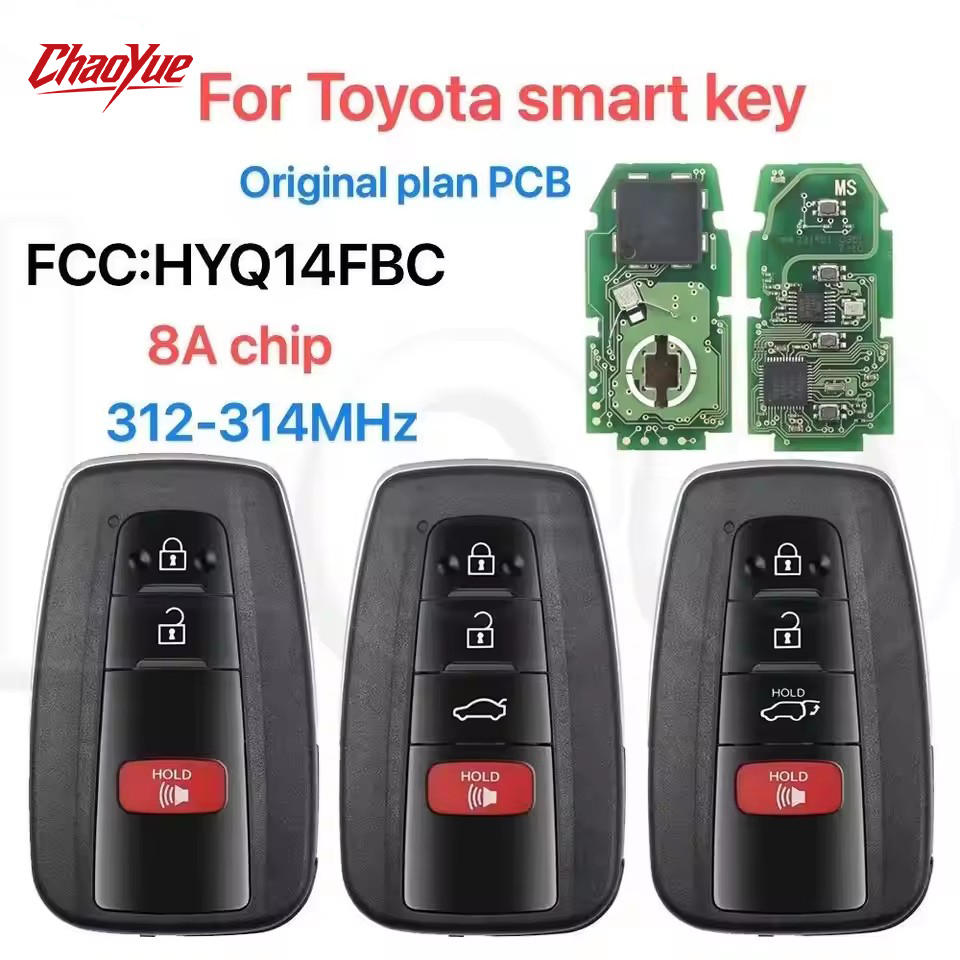 CC FCC ID:HYQ14FBC 312-314MHz 8A チップ 0351-オリジナル プラン PCB P4:AAAA/A9A9 スマート リモート キー トヨタ カムリおよび RAV4 2018 以降