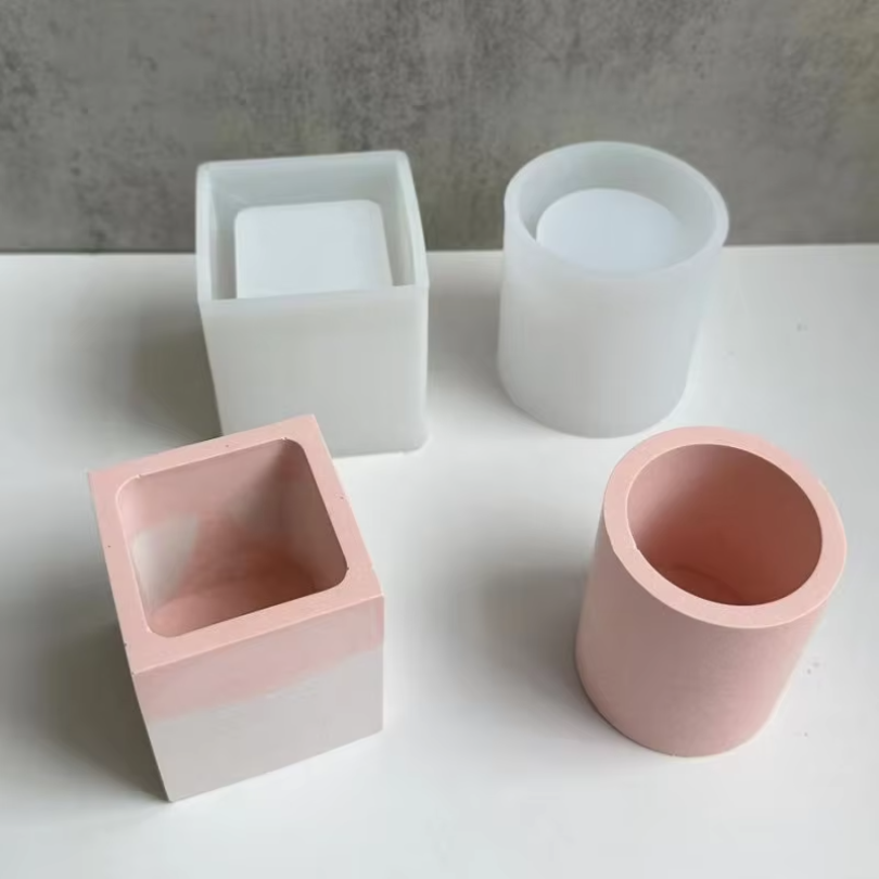 コンクリート正方形花瓶シリコーン型ラウンド植木鉢手作り石膏エポキシ樹脂ペンホルダーキャスト家の装飾キャンドルカップ型
