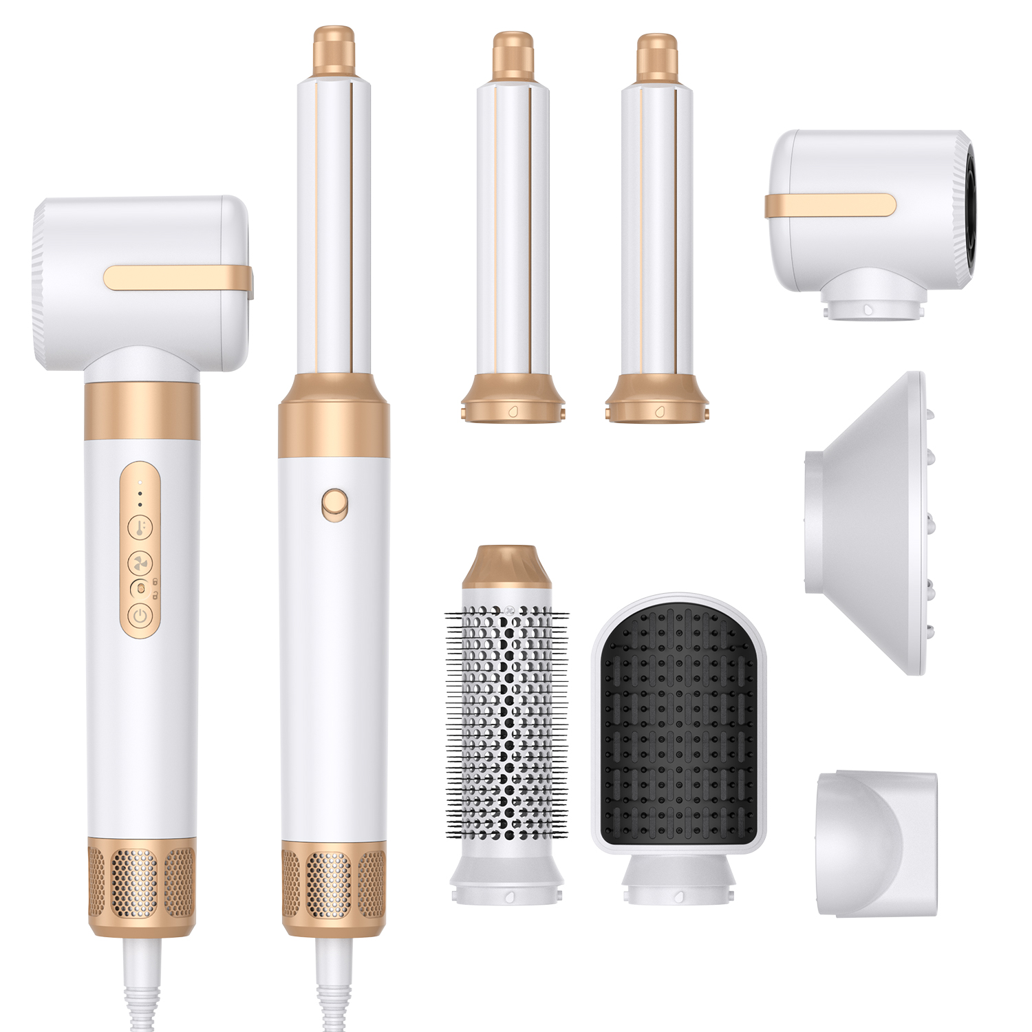 7 in 1 プロフェッショナルヘアドライヤーブラシ 110,000 RPM ブラシレス熱風ボリュームブロードライヤーブラシエアスタイリングヘアアイロンワンド