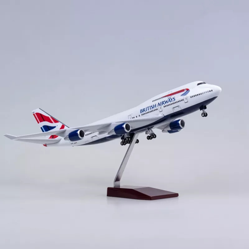 1/150 スケール B747 飛行機モデルブリティッシュ・エアウェイズ 47 センチメートルダイキャスト樹脂飛行機 Led ライトとホイール装飾やギフト用