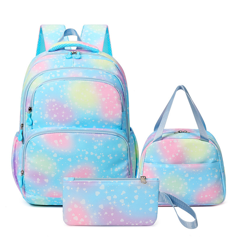 3 ピース/セットホットグラデーションカラーバックパックスポーツリュックサック女の子のための Bagpack ラップトップティーン旅行学校学生ティーンエイジャーランドセル