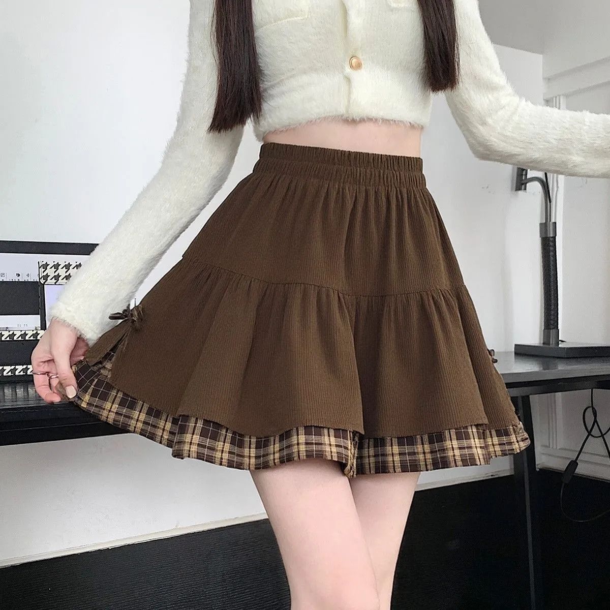 女性のスカートユニークなスカートミニ女性のスコートセクシーなショートスカート夏服パンツ黒プリーツ Cuteore ドット服