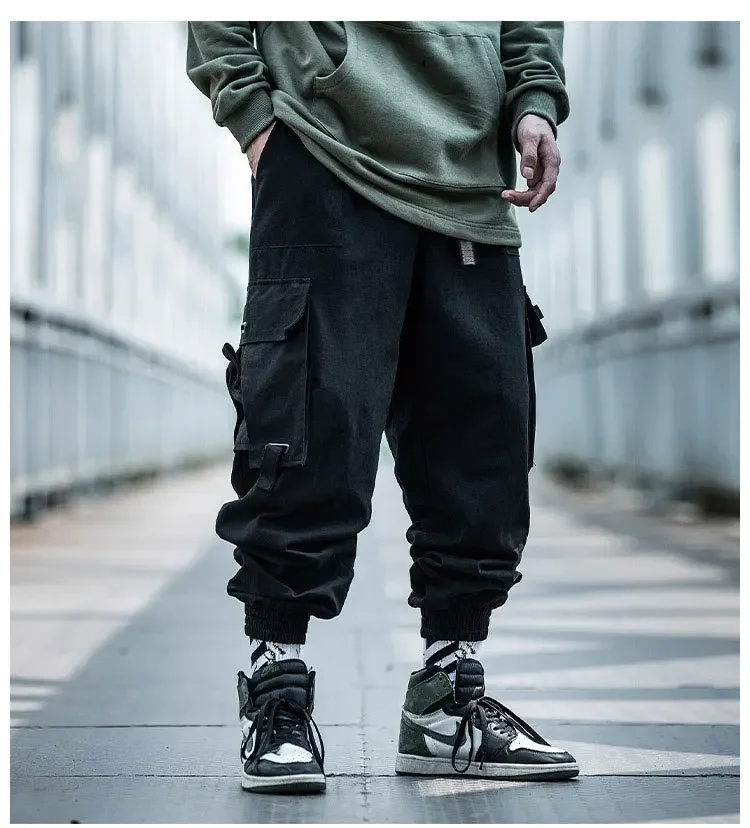 カーゴパンツ男性ヒップホップハーレムパンツストリート原宿トラックジョガースウェットパンツ綿 Techwear ズボン男性パンツ B36