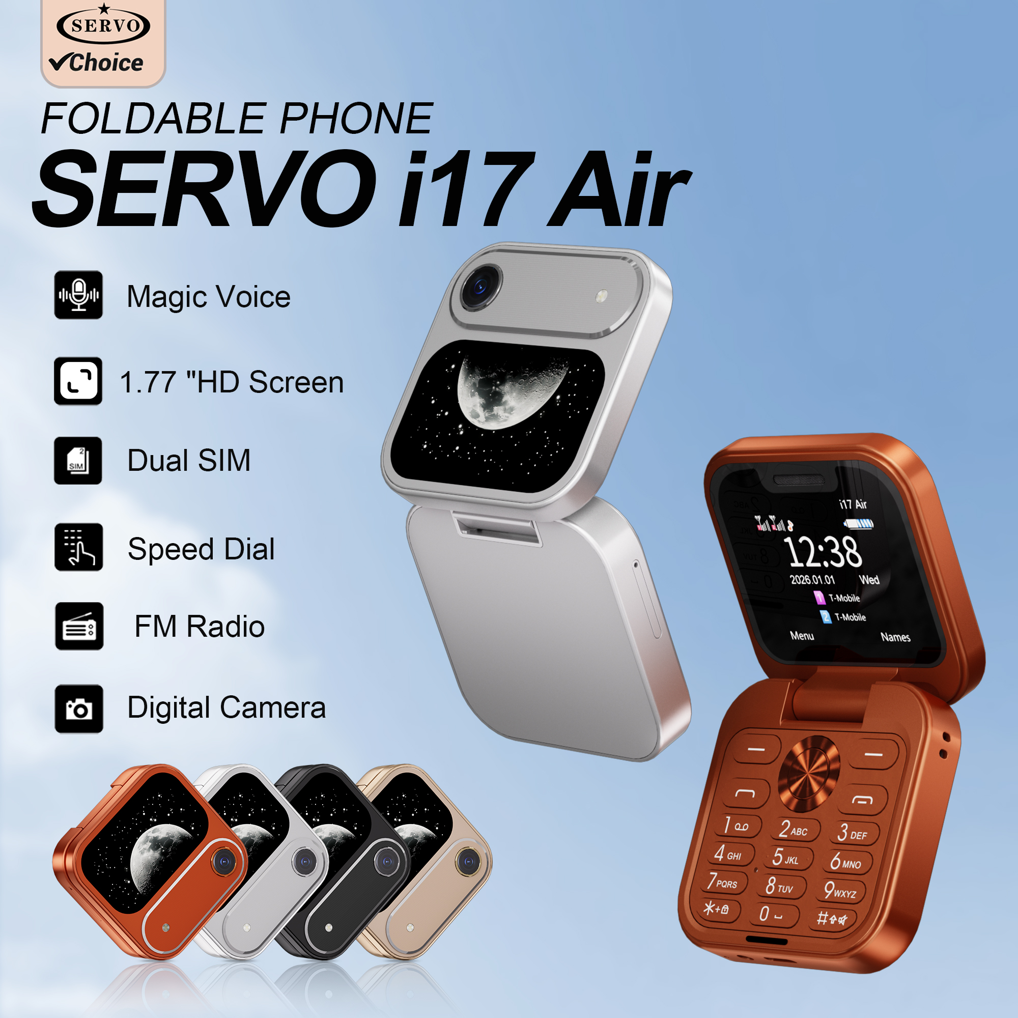 サーボ i17 エアミニ折りたたみ携帯電話スピードダイヤル 1.77 インチディスプレイマジックボイス 2 グラム GSM デュアル SIM カードブラックリスト FM ラジオフリップ携帯電話