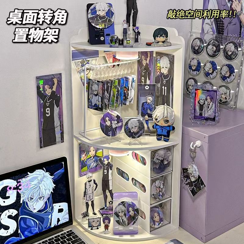 デスクトップコーナー収納ラック大容量層状寝室寮雑物収納ボックス看板バーディスプレイラック