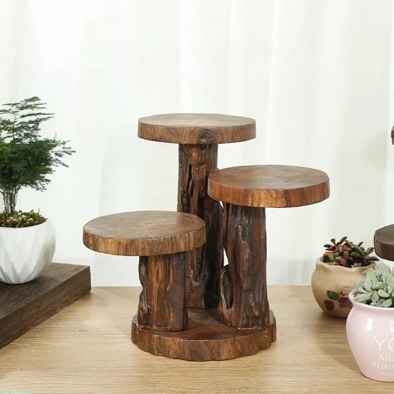 タイの木製植物フレーム、多層多肉植物ディスプレイラック、手作りデスクトップシェルフ、耐久性のあるグリーンプラントスタンド