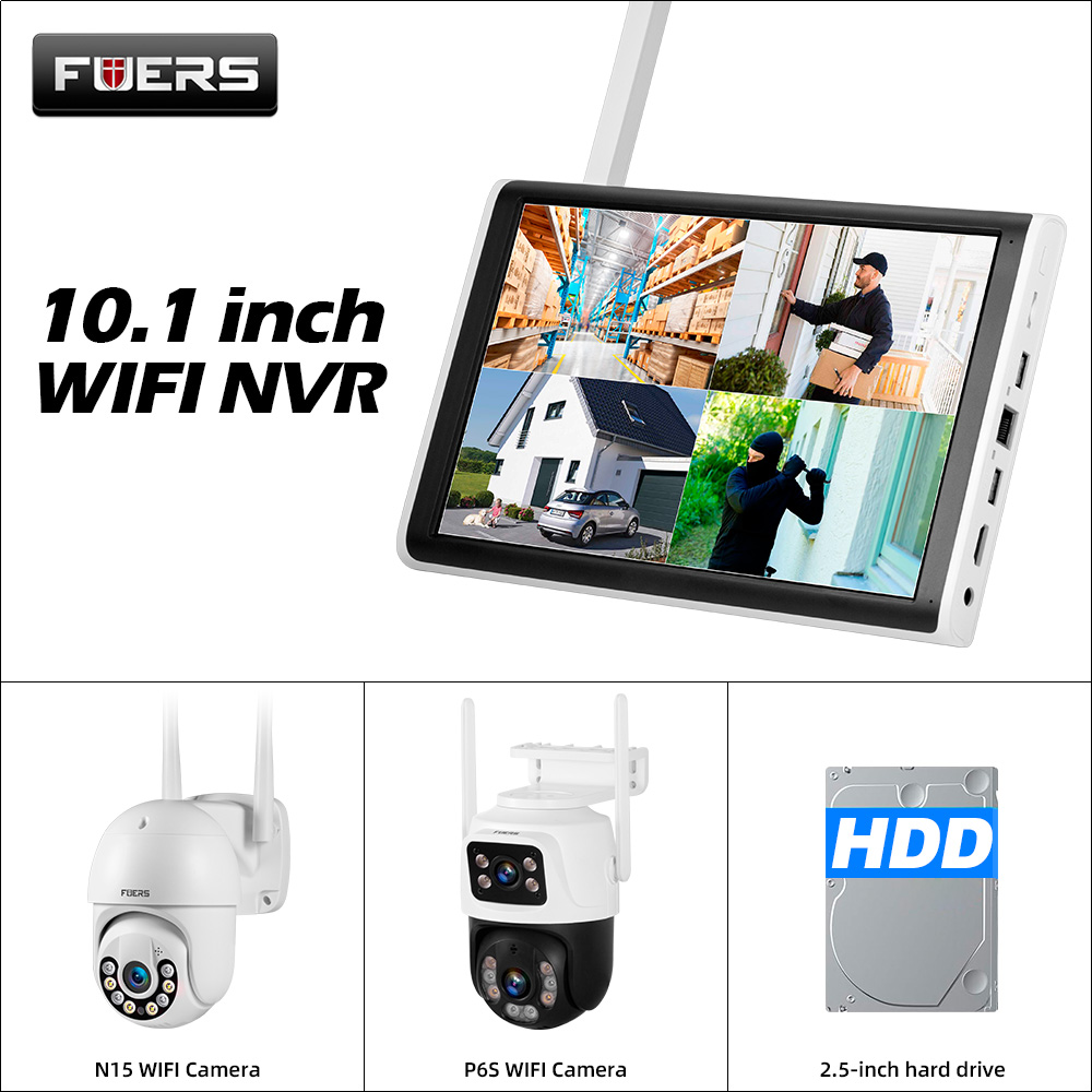 Fuers H.265 10.1 インチ液晶画面 8CH ワイヤレス NVR セキュリティ DIY 屋外カメラ WIFI システム監視 CCTV オーディオビデオレコーダー