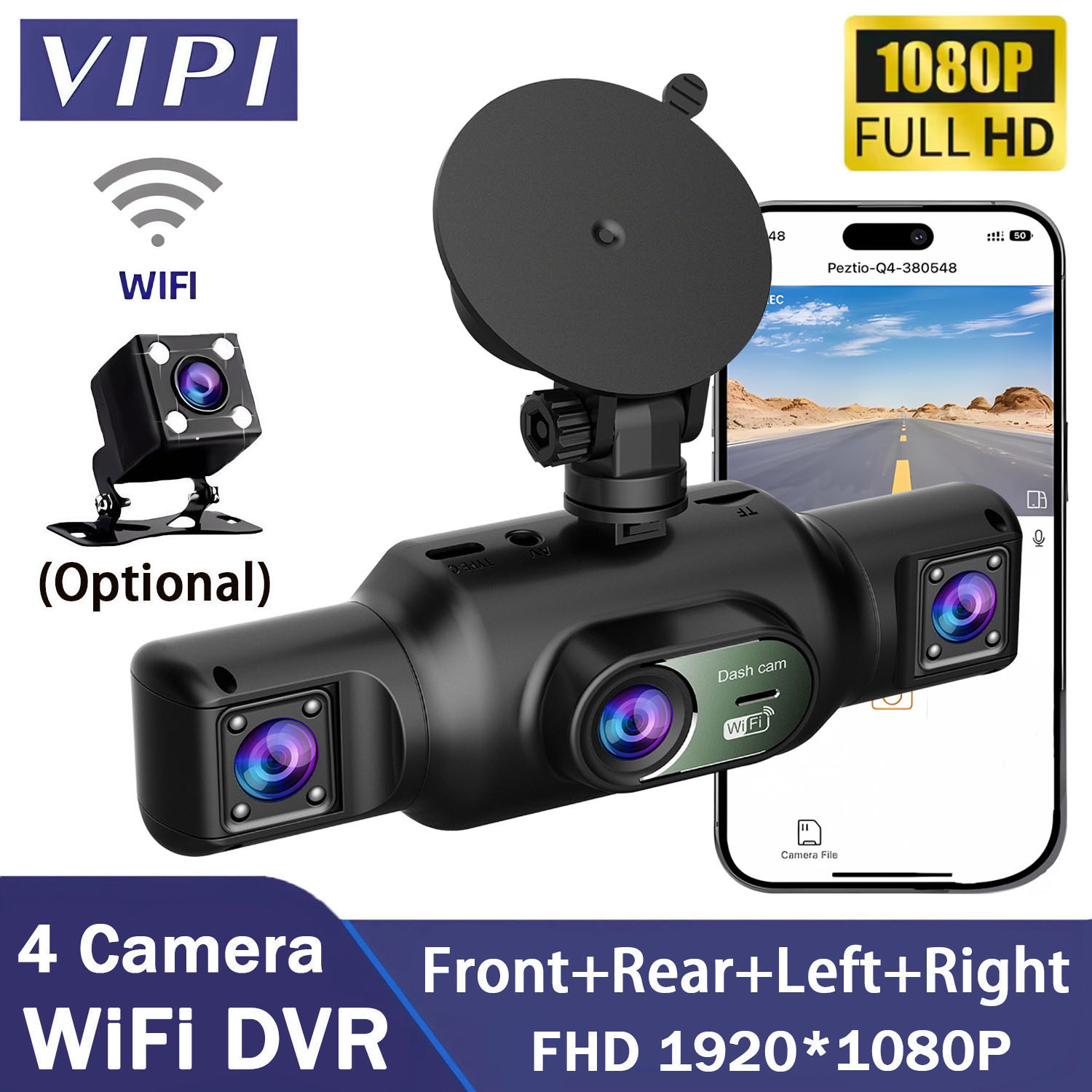4 カメラ 360 度車用ダッシュカム WIFI 車 DVR HD1080P 4 チャンネルフロントカメラナイトビジョンビデオレコーダーリアビューカメラ