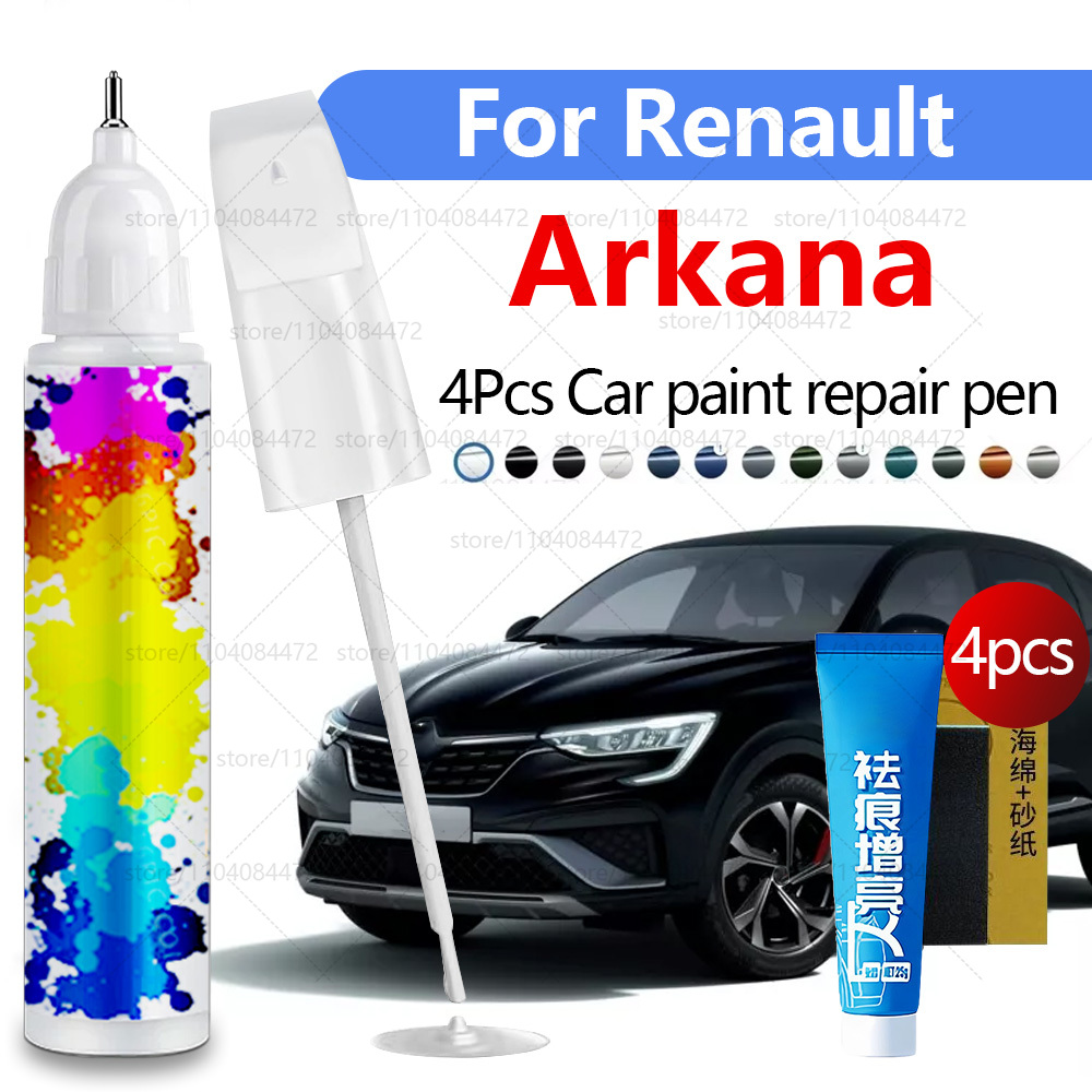 車のペイント修理ペン 2021-2025 ルノー Arkana ペイントスクラッチ修復アクセサリー 4 個黒、白、オレンジ、青、グレー、赤
