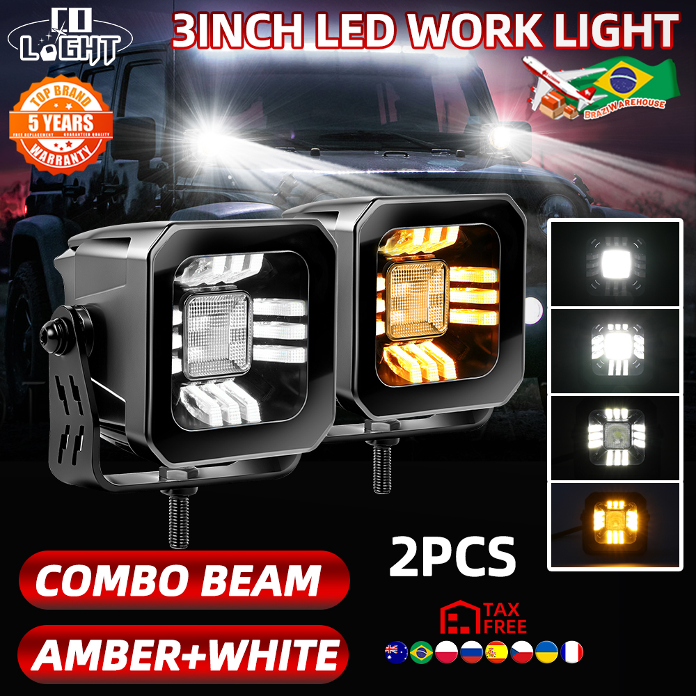CO LIGHT 3 "Led ワークライトバー 12V 24V スポットライト 3500K 4x4 オフロードアクセサリー LED ヘッドライトフォグランプ車のトラック自動 ATV