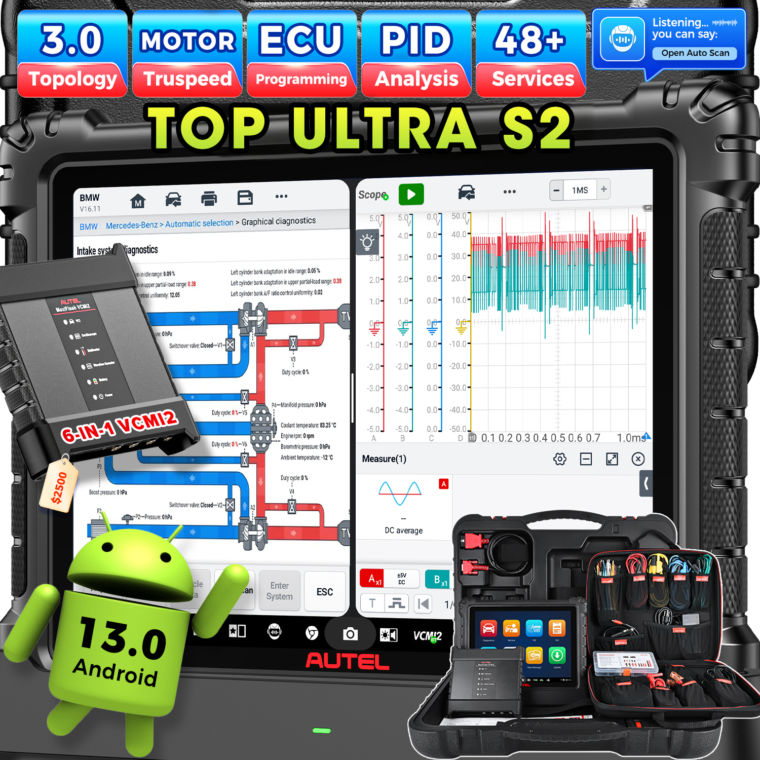 Autel MaxiSys Ultra S2 診断ツール AI を備えたトップ Intelligen スキャン診断 6-in-1 VCMI2 MSUltra/MS919 トポロジー 3.0 の上位