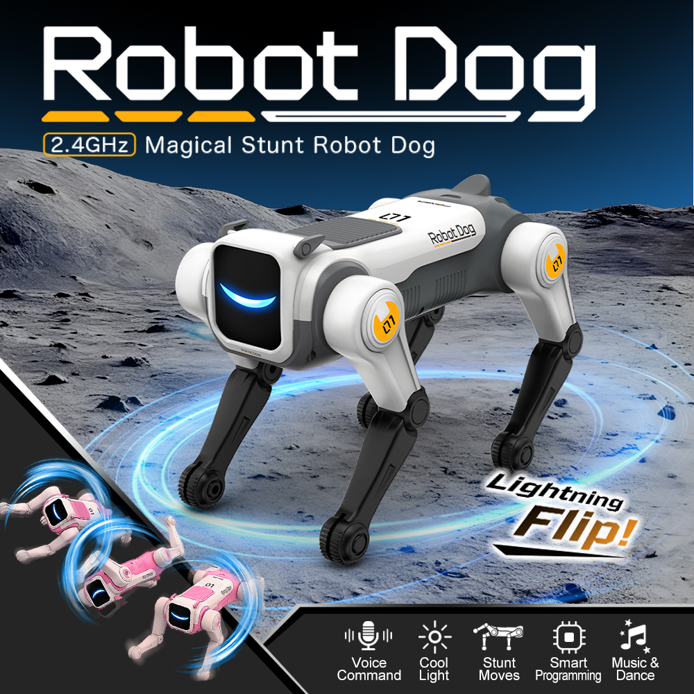 AI スマートロボット犬のおもちゃ音声制御 RC スタント子犬マジックフリップローリングトリックインタラクティブロボットペットギフト男の子女の子
