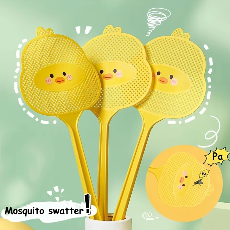 1PC かわいい漫画ハエたたき拡張ロングハンドル肥厚耐久性蚊キラー家庭用アクセサリー