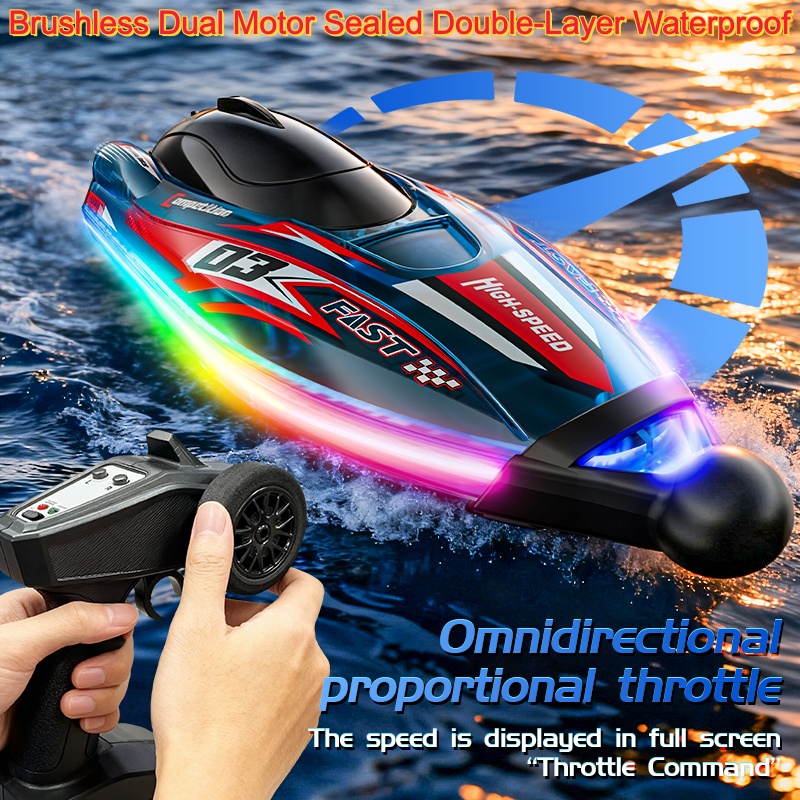 新しい RC スピードボート 2.4 グラムブラシレスカラフルな Led ライト防水耐久性のあるリモコンのおもちゃ RC ボート子供のためのギフトのおもちゃ