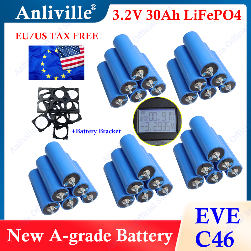 真新しい 3.2V 30Ah EVE C46 Lifepo4 充電式バッテリー 6000 サイクル DIY 12V 24V 48V ゴルフカートアウトドアキャンプツールバッテリー