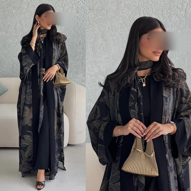 イード女性アバヤスカーフセットカーディガンイスラム教徒ジャラビヤラマダン Vestidos ラルゴパーティーカフタンアラブロングローブモロッコドバイカフタン