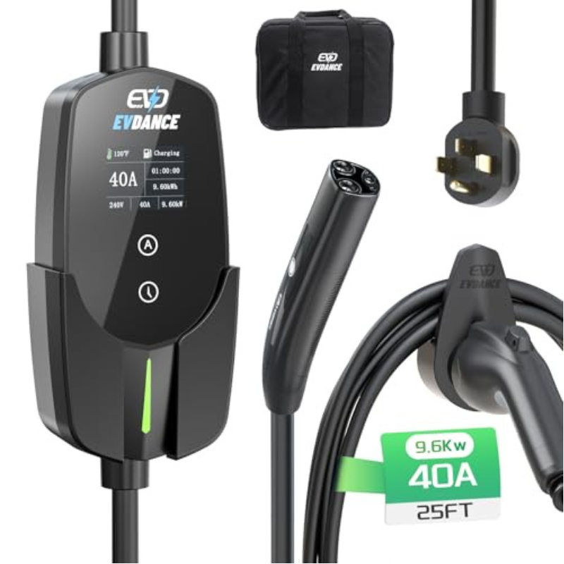 EVDANCE ポータブル EV 充電器 Tesla 40A NACS モバイルコネクタ用 NEMA 14-50Plug 家庭用充電器付き モデル 3/Y/S/X と互換性あり