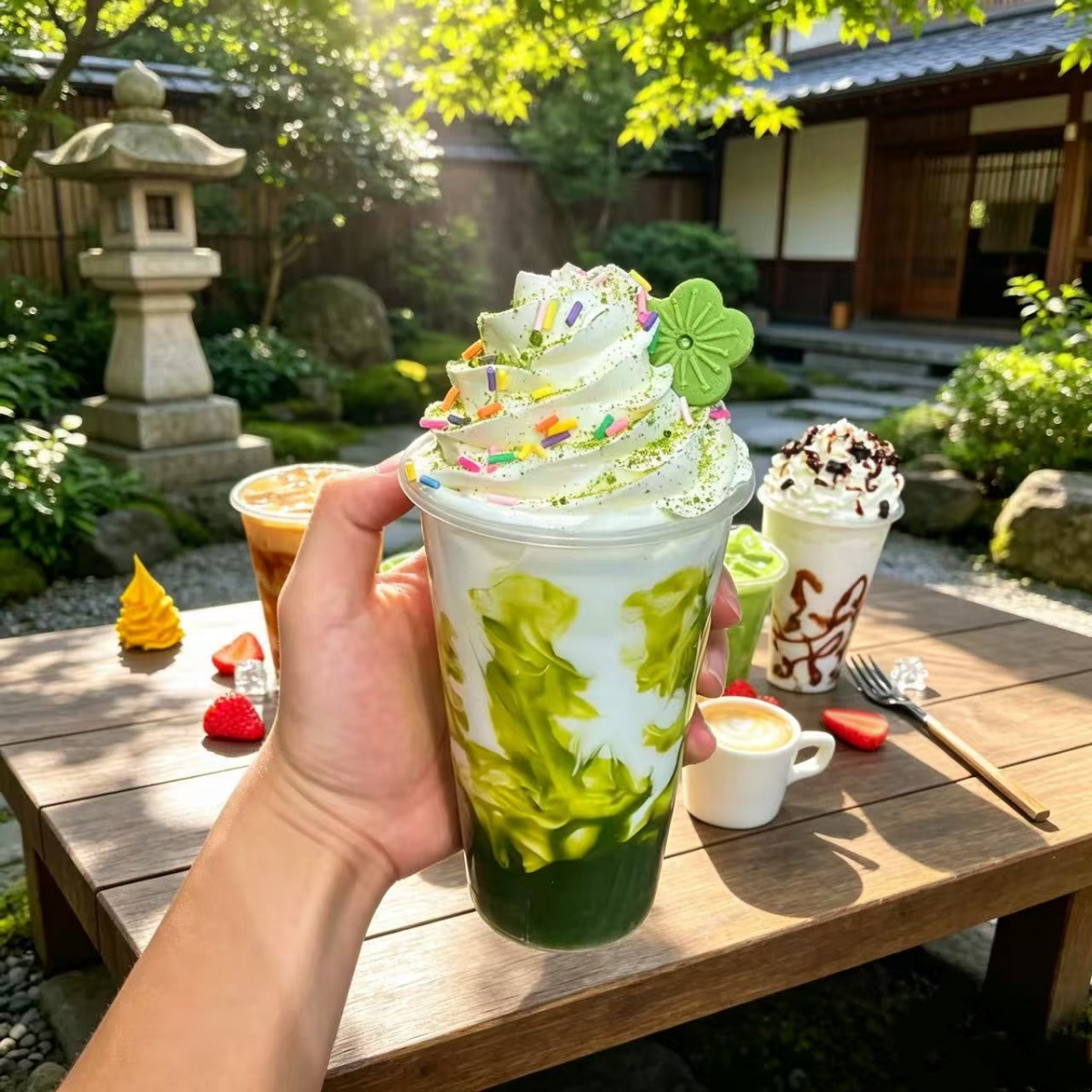 模擬タピオカアイスクリーム抹茶、各種フレーバー、チョコレート、クッキー、イチゴ、フェイクデザート