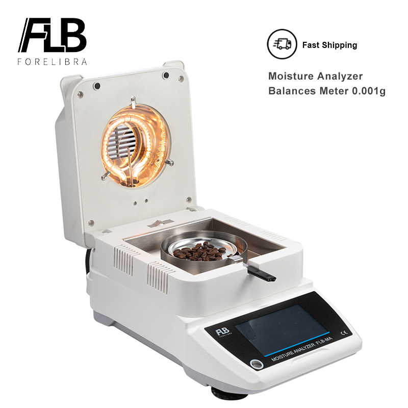 Moisture Analyzer, Spanish & English, German Balance, 0.01% Readability, 0.001g, 110V, 3 Drying Modes, Touch Screen, RS232
