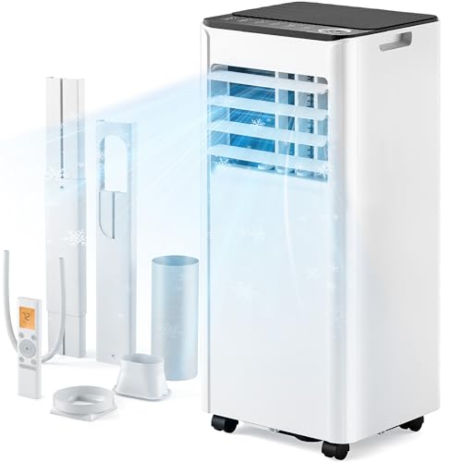 寝室用ポータブルエアコン、ABS プラスチックハウジング、白色、4-in-1 機能を備えた 10000 BTU 冷却能力