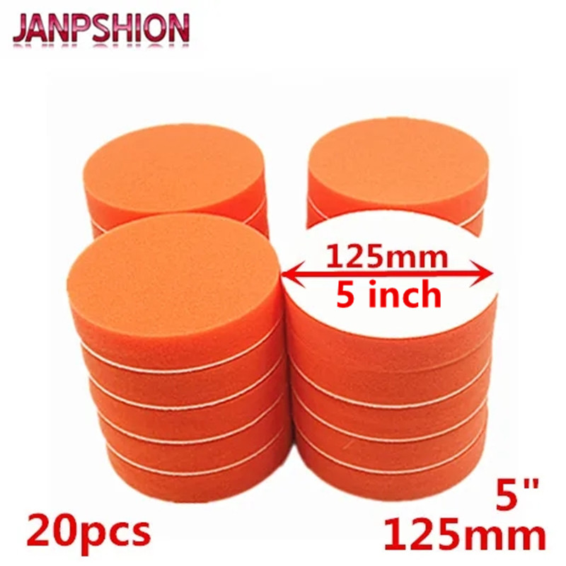 JANPSHION 20PC 125 ミリメートル総研磨バフパッド 5 "フラットスポンジカーポリッシャークリーンワックスがけ自動車塗装メンテナンスケア