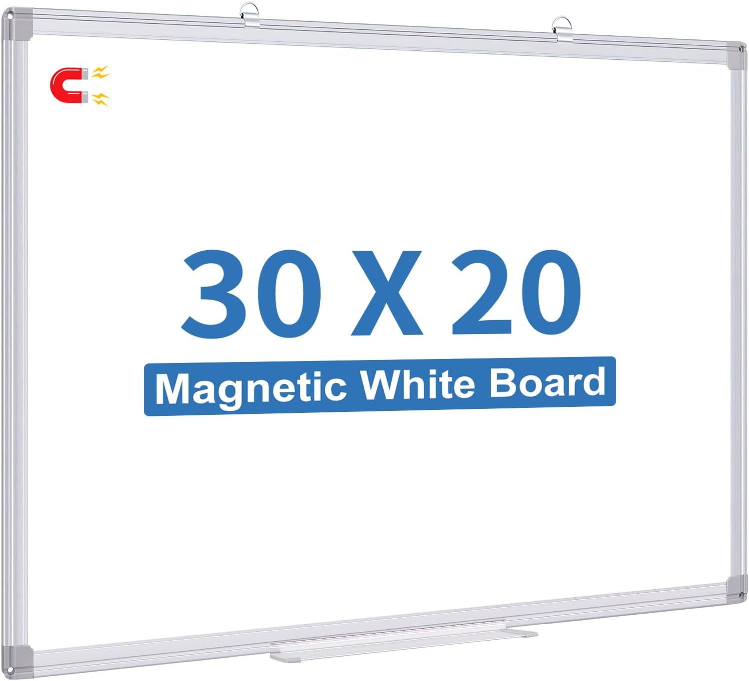 両面ホワイトボード 30x20インチ マグネット式ホワイトボード 壁掛け用 アルミフレーム 壁掛けまたは吊り下げ式ライティングボード