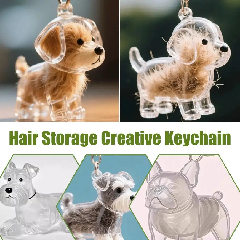 クリアペットの毛キーホルダーかわいい犬の毛皮記念品ホルダークリエイティブ透明ペットの毛メモリアルコレクションペンダント犬/猫