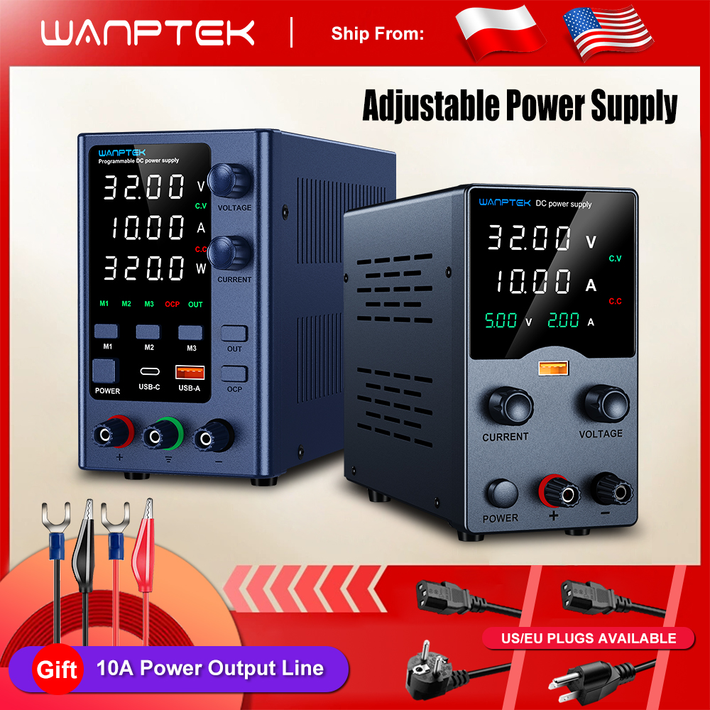 Wanptek DC ラボ電源 30V 10A 60V 5A 調整可能な電圧レギュレータプリセット電圧電流デュアル入力電圧 220V/110V