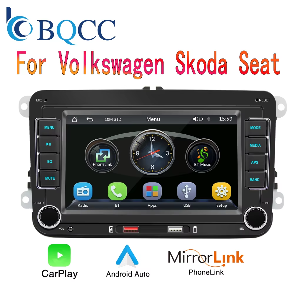 BQCC 7 ''2 DIN HD カーメディアビデオ RDS Airplay カーラジオワイヤレス CarPlay Android オートステレオ VW/シート/シュコダ/パサート/ゴルフ/ポロ用