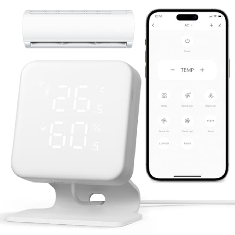 スマートエアコンとヒーターポンプコントローラー、ミニスプリットAC、ポータブルおよびウィンドウAC用のWiFi IRリモコン、温度