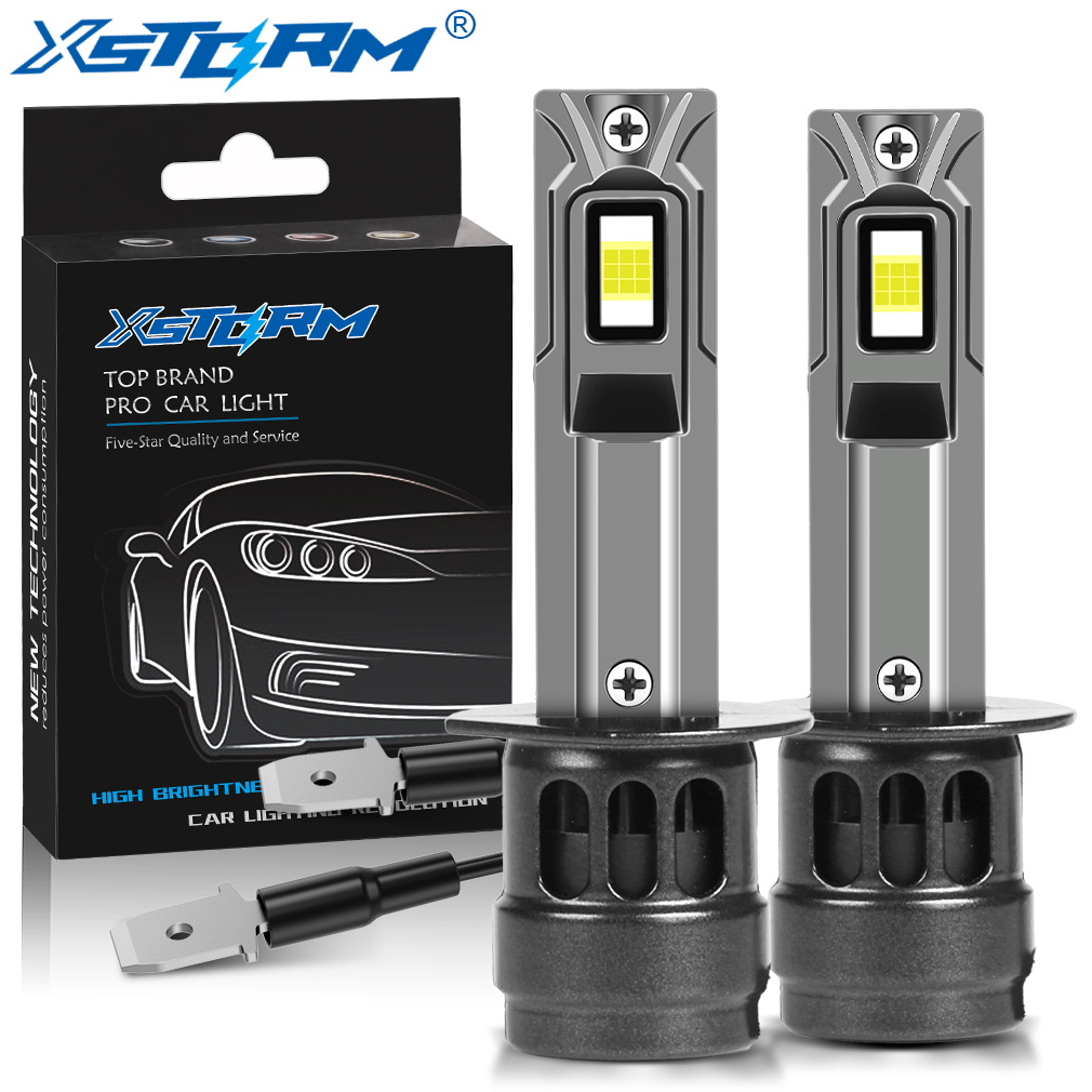 XSTORM H1 H3 LED 電球ヘッドライトランプ ファン付き 30000LM 6000K CSP 高低ビーム車用フォグランプ 12V ホワイトオートランプ