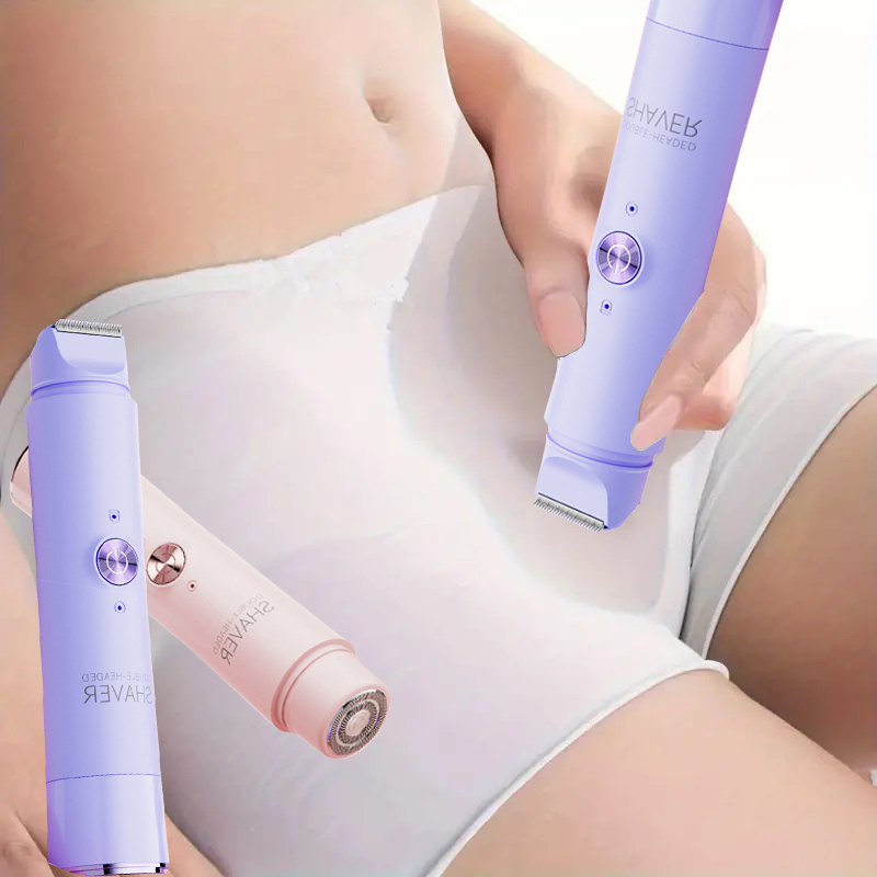 2-in-1 ワイヤレス充電式電気シェーバー、女性に適しています - デュアルヘッドビキニトリマー、ドライとウェットの両方の使用に適しています