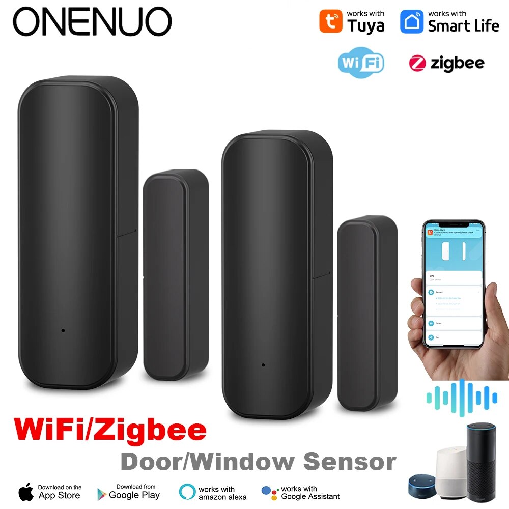 Tuya WiFi/ZigBee ドア窓センサースマートホームワイヤレスドア開閉検出器アプリリモートアラーム Alexa Google Home と連携