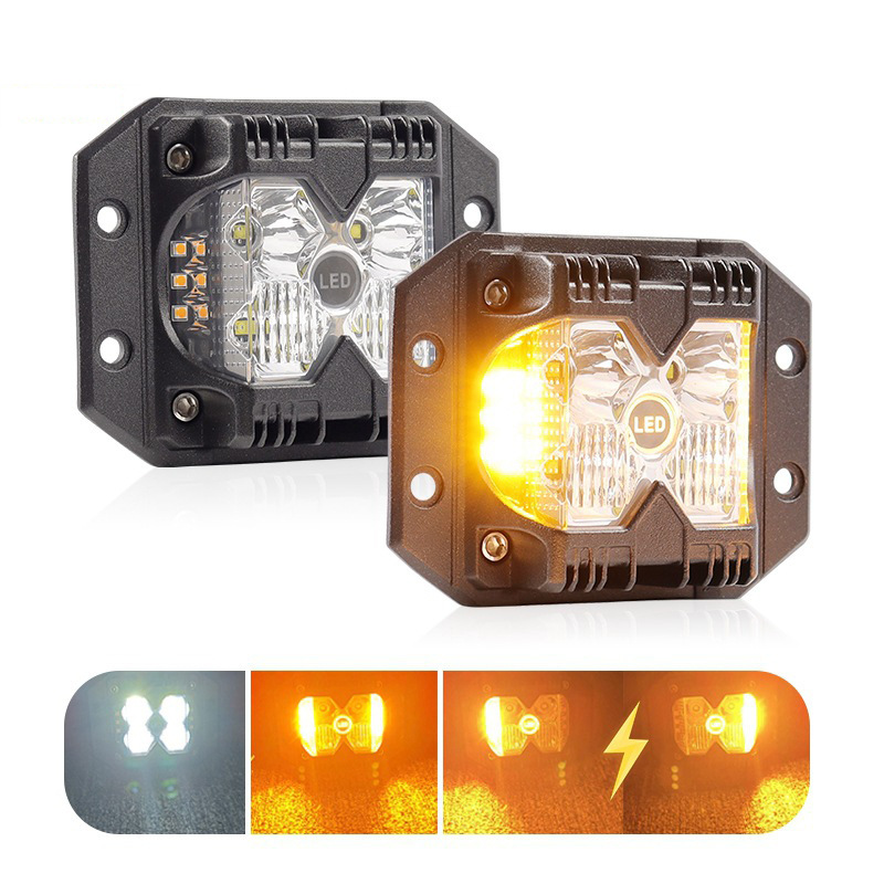 3 インチ車のフロントリアフラッシュマウント LED ポッドドライビングランプ超高輝度ホワイトアンバーフォグランプオフロードライトトラックバンパーボート