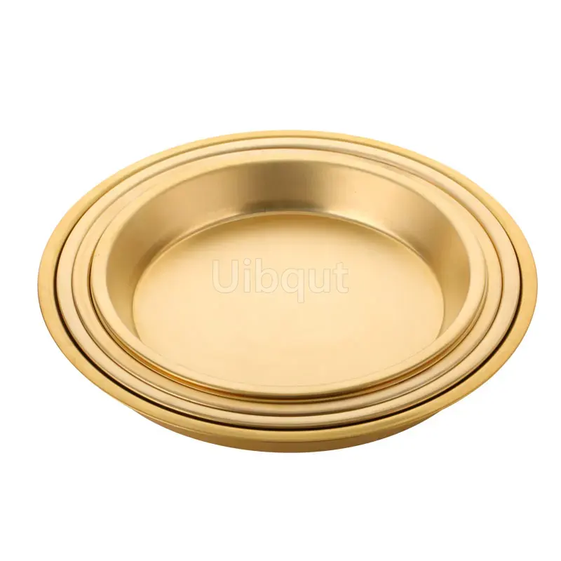 純粋な真鍮プレート蒸し鶏洗面器銅プレートトレイ食器ラウンド銅ディナー皿とプレートセットセラミックプレート