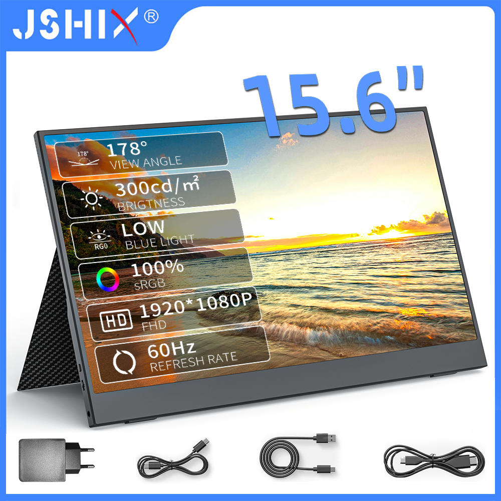 JSHIX 11.6 14 15.6 インチポータブルモニター 1080P フル HD IPS セカンドモニターゲーム用ラップトップ電話スイッチ Xbox サブ表示画面