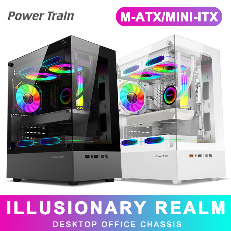 パワートレイン Illusionary Realm コンピュータ ケース M-ATX/Mini-ITX デスクトップ ゲーム シャーシ ATX 電源サポート 240 ウォーター クーラー