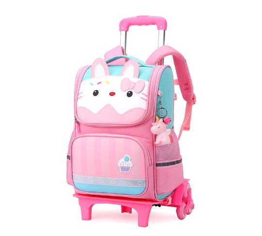 キッズトロリーバックパック女の子用小学校ローリングバックパック男の子用スクールブックバッグホイール付きスクールホイール付きバックパックバッグ
