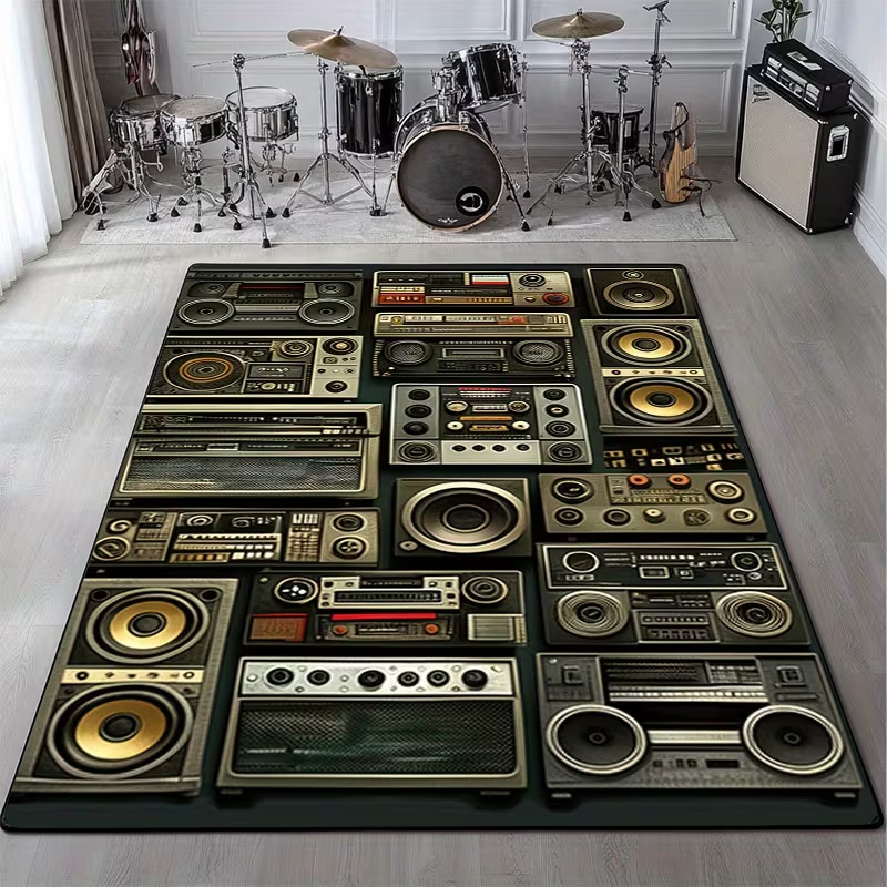 クラシック音楽ヴィンテージビニールレコードカーペットラグリビングルームベッドルームソファキッチンバスルームノンスリップフロアマットキッチンラグ