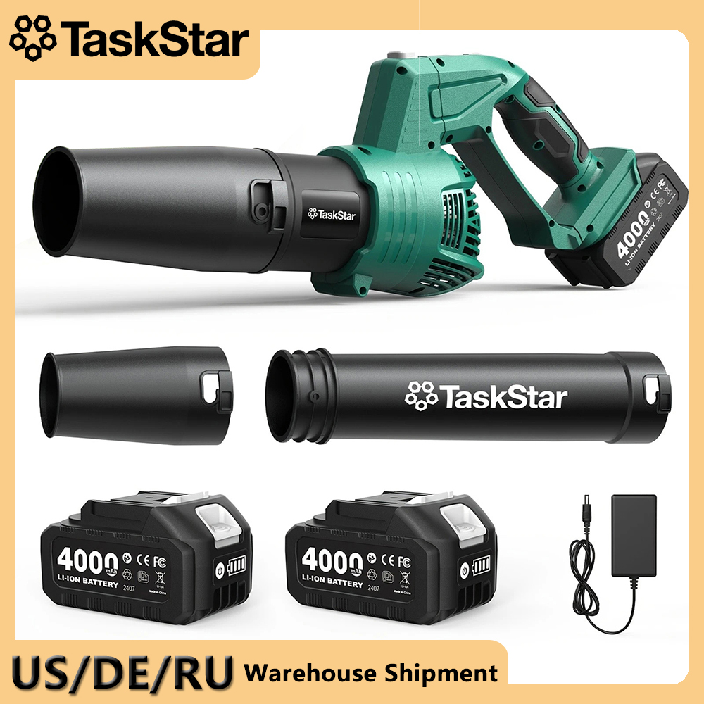 TaskStar 電動リーフブロワー 550CFM ブラシ付きモーター 5 スピード 150MPH 回転ヘッド送風機 芝生庭用 4.0Ah バッテリー駆動