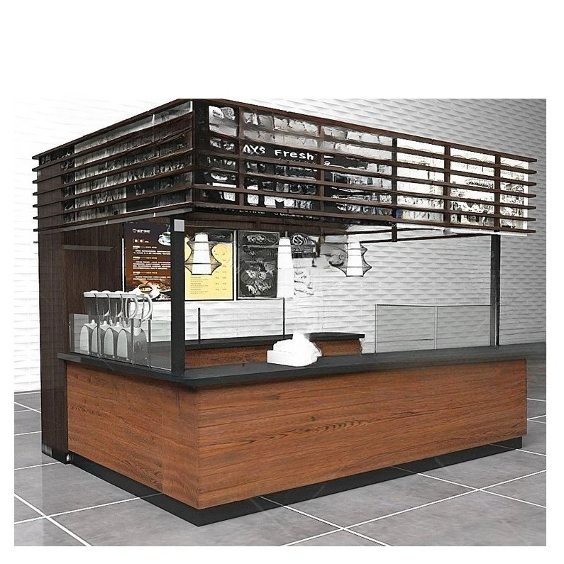 カスタマイズされたカフェカウンター家具モダンモールコーヒーショップキオスクデザインバーカウンターディスプレイコーヒーキオスク販売用