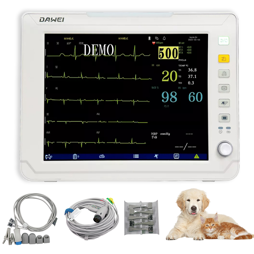 ポータブル獣医モニター 6 パラメータ、12.1 インチ LCD 大画面獣医患者ペット犬猫動物クリニック用