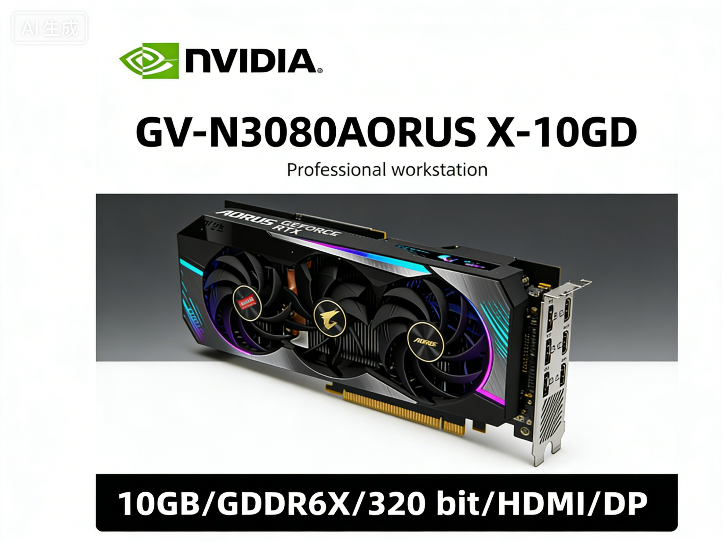 RTX 3080 GPU GIGABYTE GV-N3080AORUS X-10GD PCゲーマー向けグラフィックカード 10GB GDDR6X 320ビット PCI-E 4.0 電源ユニット 850W 8ピン HDMI 2.1 DP ATX