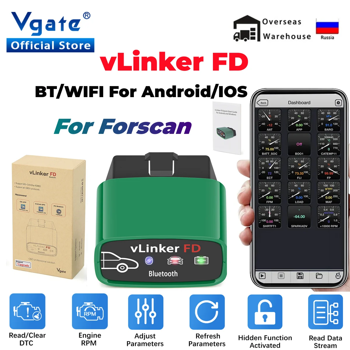 Vgate VLinker FD ELM327 FORScan フォード WiFi Bluetooth 4.0 OBD2 車診断自動ツール OBD 2 スキャナー J2534 PK ELM 327 V 1 5